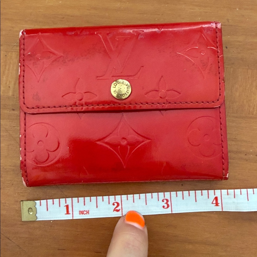LOUIS VUITTON Vintage Red Snap Wallet w Callouts - Picture 15 of 16